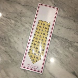 Pure Silk Elephant Yellow Tie from India